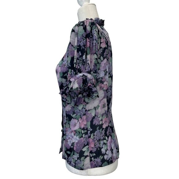 Selkie X Revolve Bistro Blouse Floral Purple Size Small Ladies Button Down - Picture 7 of 10